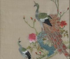 Китайска копринена бродерия от средата на века с размери - 44 х 31 см. - 2