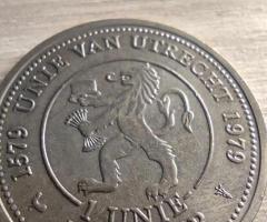 Монета НИДЕРЛАНДИЯ UTRECHT 1 UNIE-DAALDER 1579-1979 UNC местна валута 26 mm 6,3 g медно-никел G15 - 3