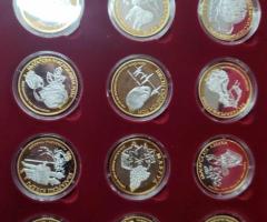 Уникална колекция от сребърни монети някои с позлата - 3