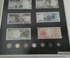 Пано с 8 стари  банкноти от Индонезия