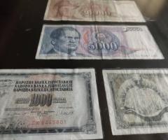 Пано с 6 стари  банкнoти от Югославия + 5 БАНКНОТИ UNC - 2