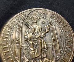 Бронзов религиозен медал-плакет 50 mm 72 g